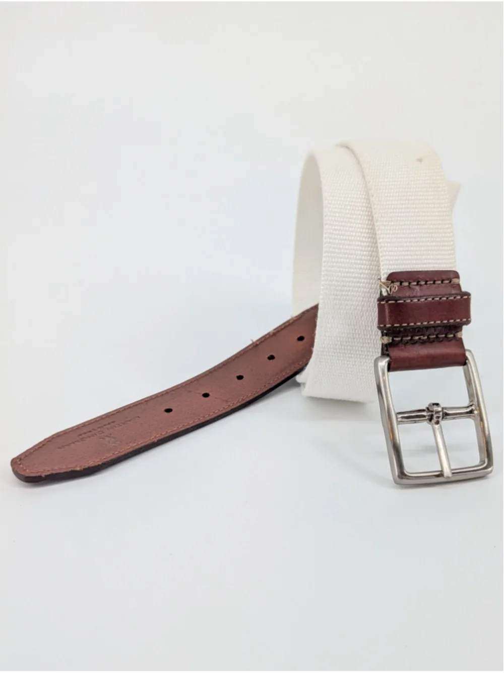 Martin Dingman Country Club White Webbing Belt Leather Trim Men’s 42 Golfcore